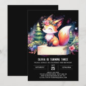 Invitation Boho Minimaliste Fox Anniversaire numérique (Devant / Derrière)