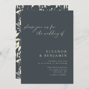 Invitation Boho minimaliste main noire tiré Mariage floral