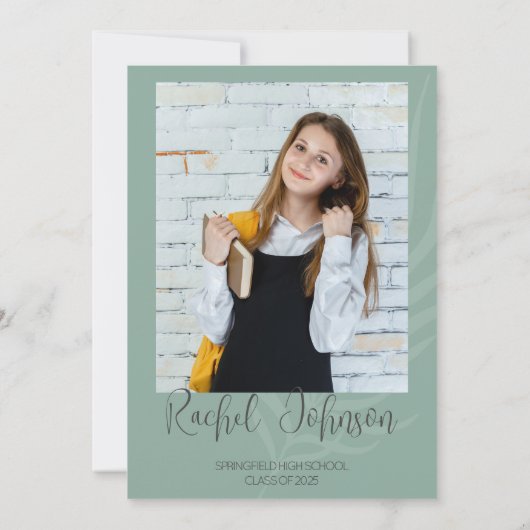 Invitation Boho Minimaliste Sage Green Graduation (Dos)