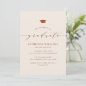 Invitation Boho Minimaliste Script Terracotta Graduation Part (Debout devant)