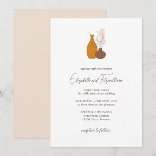 Invitation Boho minimaliste Vases Mariage