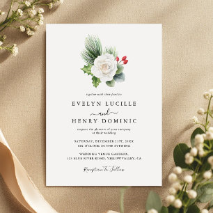 Invitation Boho minimaliste verdure Foliag Mariage de Noël