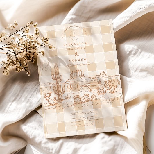 Invitation Boho Minimaliste Western Desert Mariage
