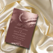 Invitation Boho minimum Elegance Feuilles monogramme Rustique