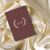 Invitation Boho minimum Elegance Feuilles monogramme Rustique