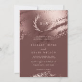 Invitation Boho minimum Elegance Feuilles monogramme Rustique (Devant)
