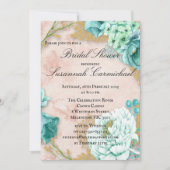 Invitation Boho Mint Green et Blush Floral Fête des mariées I (Devant)