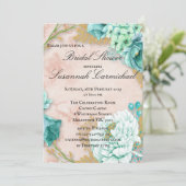 Invitation Boho Mint Green et Blush Floral Fête des mariées I (Debout devant)