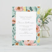 Invitation Boho Mint Sage Green Peint Fête des mariées floral (Debout devant)