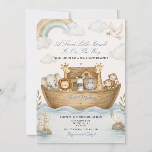 Invitation Boho Miracle est en route Fête de naissance de l'A (Devant)