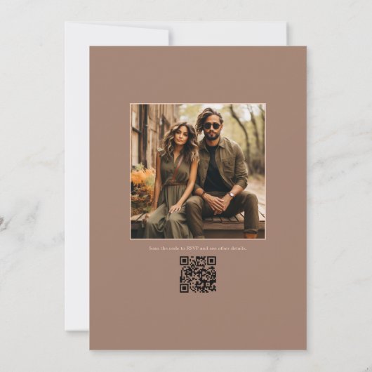 Invitation Boho Mocha Mousse Earthy Modern Mariage Photo (Dos)