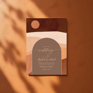 Invitation Boho Mocha Mousse Earthy Modern Mariage Photo