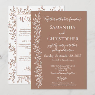 Invitation Boho Mocha Mousse moderne Botanique minimaliste Ma