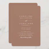 Invitation Boho Mocha Tone Terre Minimaliste Mariage Brown (Devant / Derrière)