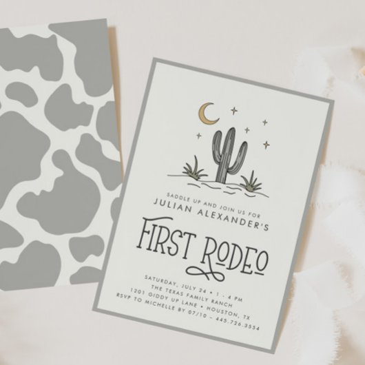 Invitation Boho Modern Boys Premier Rodéo 1er Anniversaire