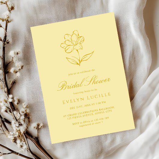 Invitation Boho Modern Butter Yellow Elegant Bridal Shower