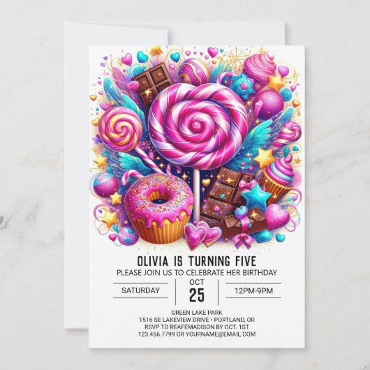 Invitation Boho Modern Candyland Digital Anniversaire (Devant)
