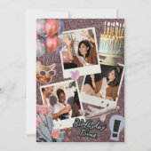 Invitation Boho Modern Custom Photo Collage Anniversaire (Devant)