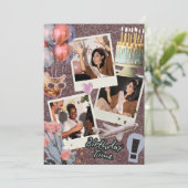 Invitation Boho Modern Custom Photo Collage Anniversaire (Debout devant)