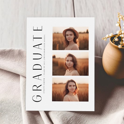 Invitation Boho Modern Elegant 4 Photo Graduation Party