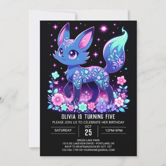 Invitation Boho Modern Fox Digital Anniversaire (Devant)