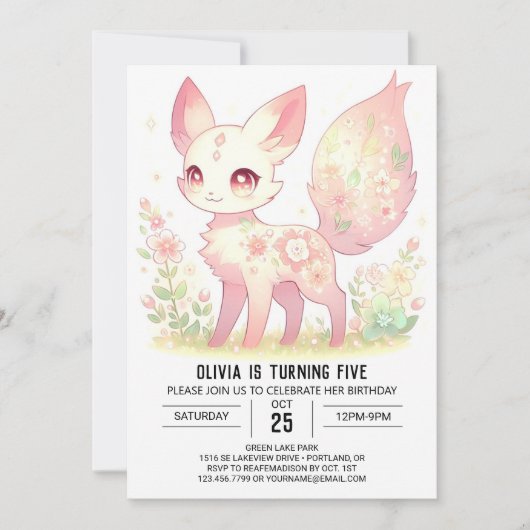 Invitation Boho Modern Fox Digital Anniversaire (Devant)