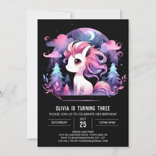 Invitation Boho Modern Horse Anniversaire (Devant)
