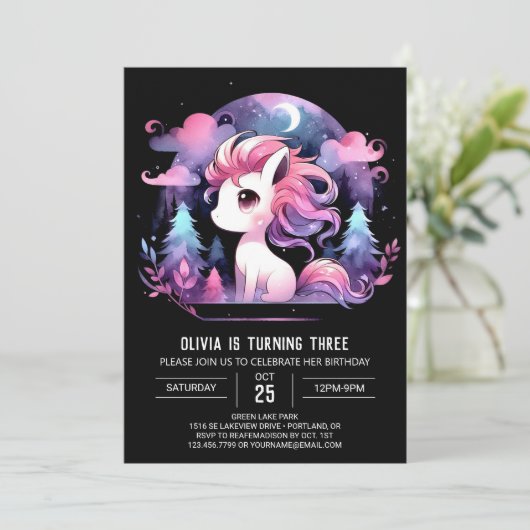 Invitation Boho Modern Horse Anniversaire (Debout devant)