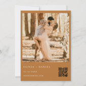 Invitation Boho Modern QR Code Élégant Mariage photo (Dos)