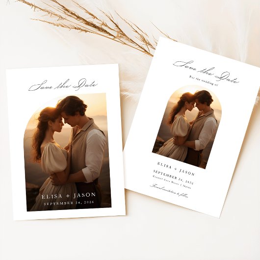 Invitation Boho Modern Rustic Photo Mariage Enregistrer la da