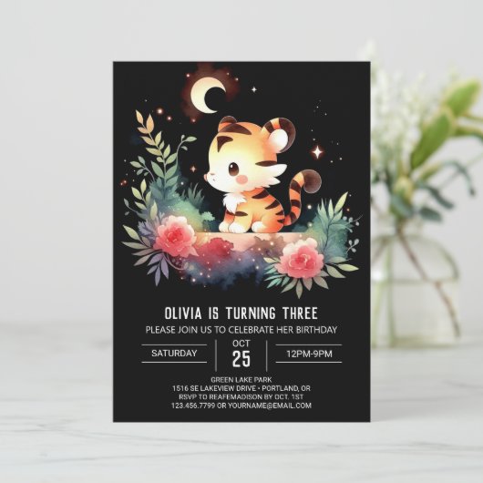 Invitation Boho Modern Tiger Anniversaire (Debout devant)