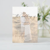 Invitation Boho Modern Vellum Overlay Photo QR Code Wedding  (Debout devant)