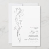 Invitation Boho Modern Wildflower Drawing Line Art Wedding (Devant)
