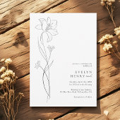 Invitation Boho Modern Wildflower Drawing Line Art Wedding