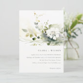 Invitation Boho moderne Abstrait vert blanc Mariage floral (Debout devant)