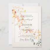 Invitation Boho moderne aquarelle automne Feuilles Mariage (Devant)