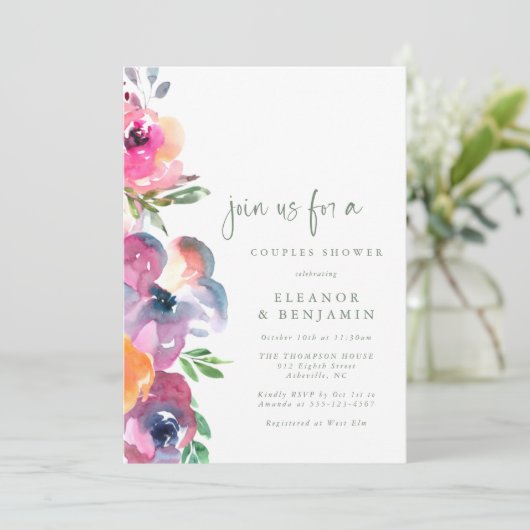Invitation Boho moderne Aquarelle Couples Couples Douche (Debout devant)