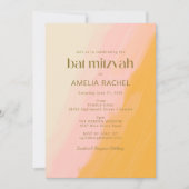 Invitation Boho moderne aquarelle rose Bat mitzvah jaune (Devant)