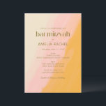 Invitation Boho moderne aquarelle rose Bat mitzvah jaune<br><div class="desc">Invitation Bat mitzvah Boho moderne Aquarelle rose jaune</div>