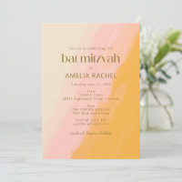 Boho moderne aquarelle rose Bat mitzvah jaune