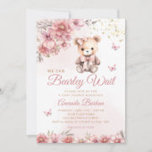Invitation Boho Moderne Aquarelle Teddy Bear Girl Baby shower (Devant)