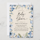 Invitation Boho moderne Beige Dusty Blue Boy Baby shower (Devant)