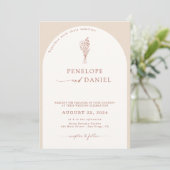 Invitation Boho Moderne Beige Terracotta Script Mariage Arch (Debout devant)