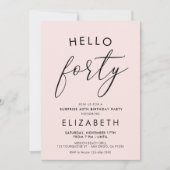 Invitation Boho moderne Blush 40e anniversaire Bonjour quaran (Devant)