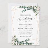 Invitation Boho moderne Botanical Greenery Mariage or (Devant)