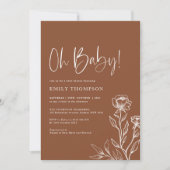 Invitation Boho moderne brûlé Orange Terracotta Baby shower (Devant)