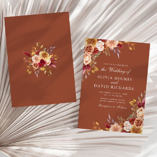 Invitation Boho Moderne Burange Terracotta Mariage Floral