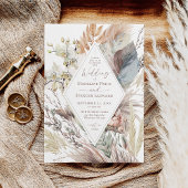 Invitation Boho moderne Chic Aquarelle Pampas Mariage Floral