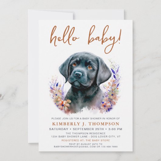 Invitation Boho Moderne Chien Chien Chien Baby shower en Terr (Devant)