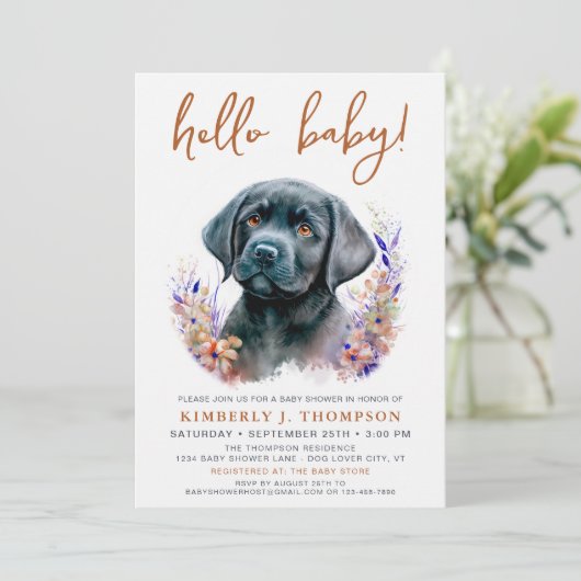 Invitation Boho Moderne Chien Chien Chien Baby shower en Terr (Debout devant)